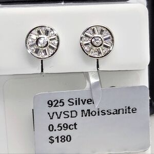 Certified .59 ctw Moissanite Wagon Wheel Earrings In 925.